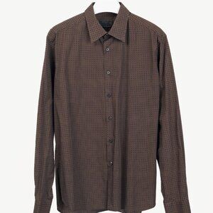 Prada Purple Dotted-Square-Print Cotton-Poplin Buttoned Shirt